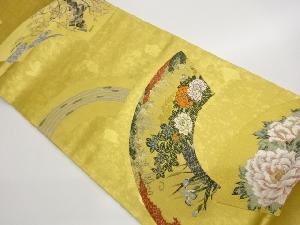 引箔地紙に花々模様織出し全通袋帯